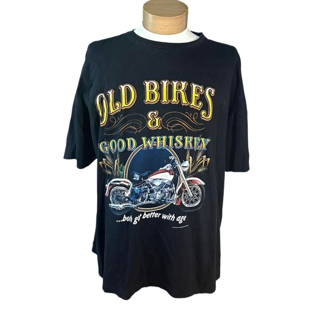 Vintage Old Bikes and Good Whiskey Biker T Shirt by Thunder Sportswear